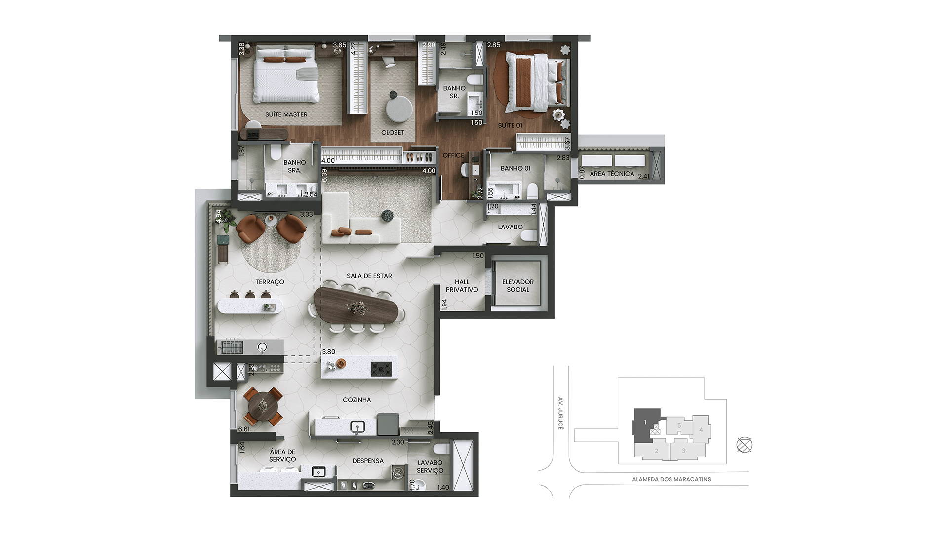 Apto 149m² Living